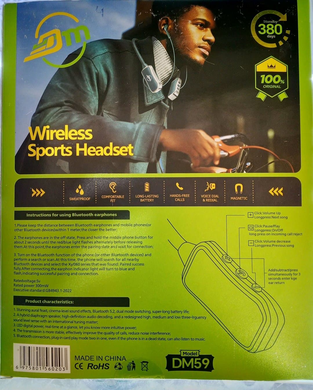 Écouteur Wireless Sport Headset DM59 – vignette 2