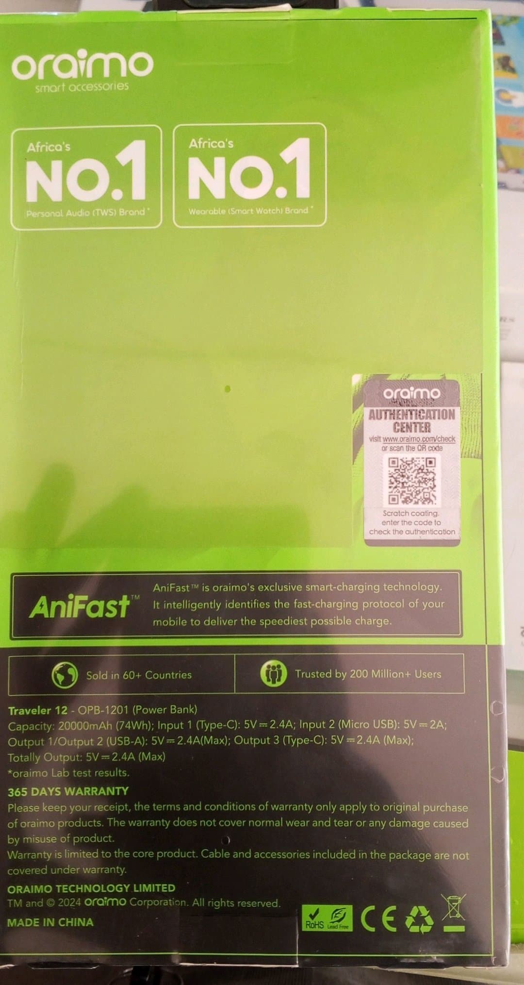 Power Bank ORAIMO OPB-1201 – vignette 2